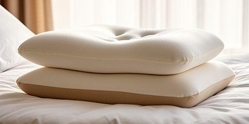 Ergonomic neck support pillow on a bed