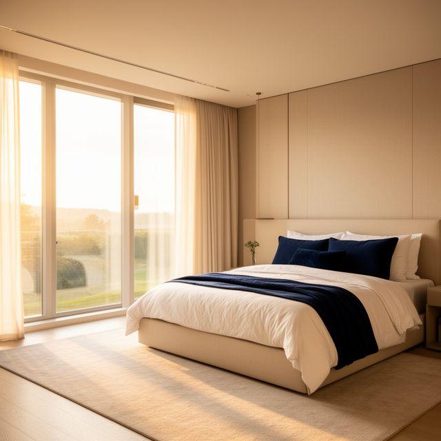 Serene bedroom with soft morning light