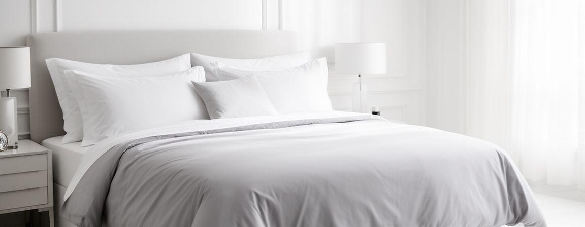 Rich texture of white Egyptian cotton sateen bedding